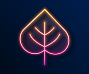 Glowing neon line Leaf icon isolated on black background. Leaves sign. Fresh natural product symbol. Vector