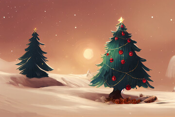 Christmas Eve Background on Winter Night Illustration For Greetings Card Invitation