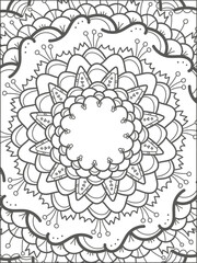 coloring page  with floral  circle ornament 