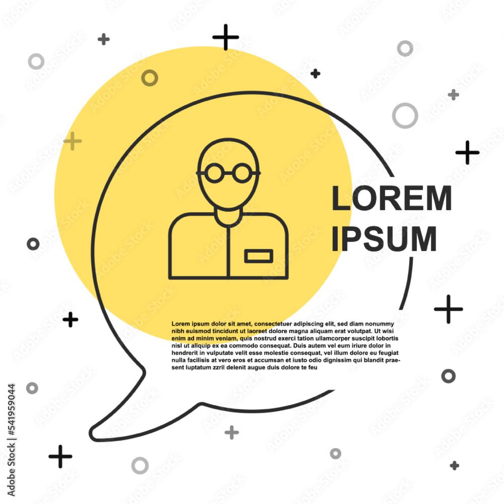 Poster black line teacher icon isolated on white background. random dynamic shapes. vector