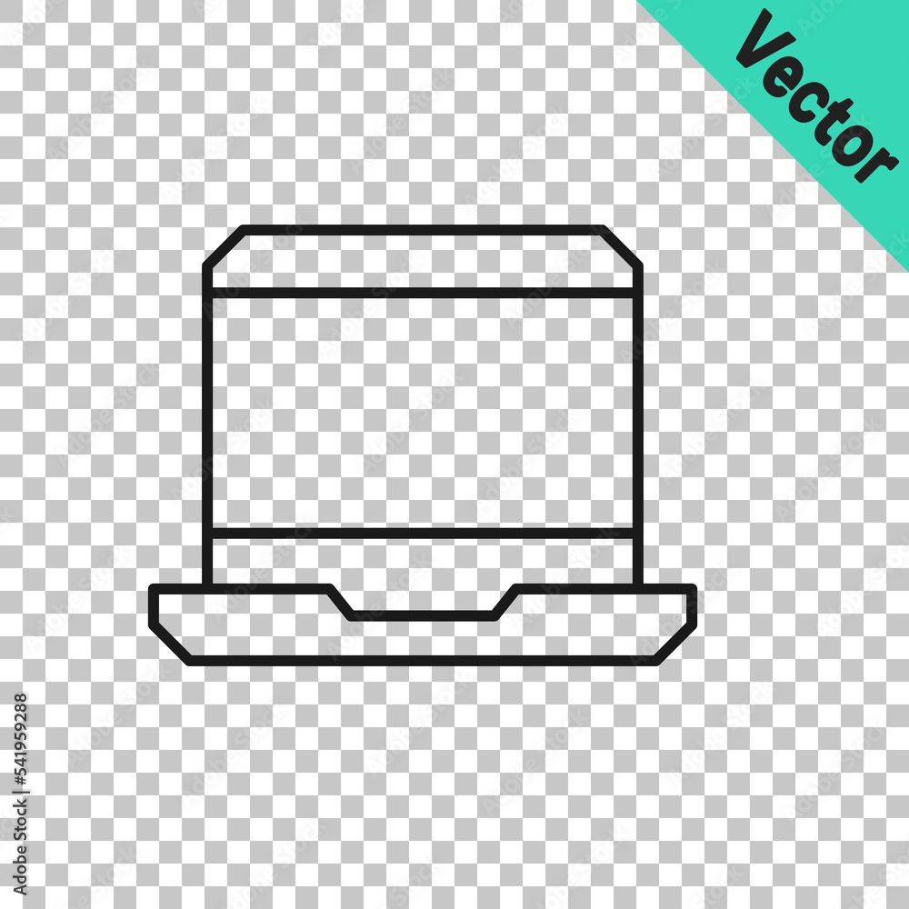 Poster Black line Laptop icon isolated on transparent background. Computer notebook with empty screen sign. Vector