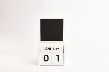 Calendar with the date January 1 and a place for designers. Illustration for an event of a certain date.