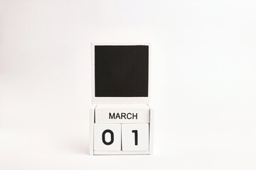 Calendar with the date March 1 and a place for designers. Illustration for an event of a certain date.