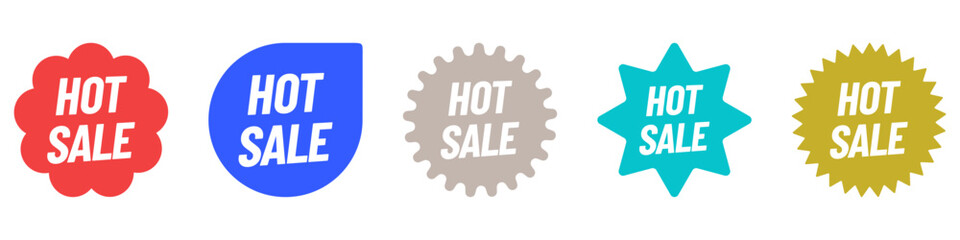 Hot sale banner. Flash offer banner, coupon or poster. Discount sticker shape. Coupon bubble icon. Hot sale promo banner. Retail marketing flyer. Starburst pop art. Vector