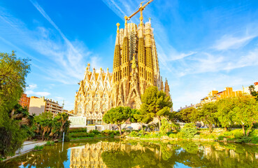 Basilica Sagrada Familia - most popular architectural attraction in Barcelona city, Spain