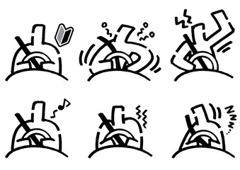 車を運転する棒人間セット