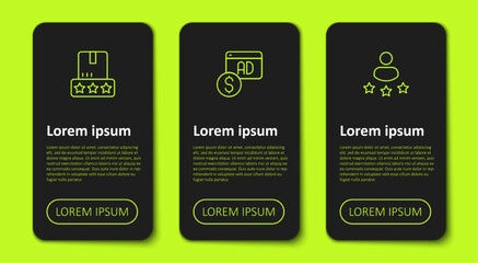 Set line Consumer product rating, Advertising and . Business infographic template. Vector