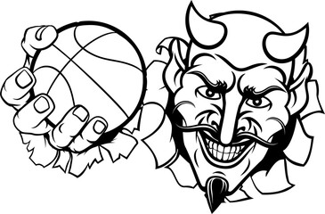 Obraz premium Devil Satan Basketball Sports Mascot Cartoon