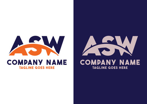 Letter ASW logo design vector template, ASW logo