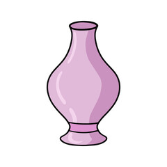 Lilac High ceramic flower vase, with a narrow neck, vector cartoon