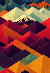 Colorful mountain high saturated background generative ai digital illustration