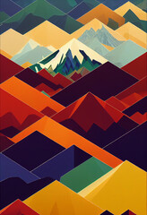 Colorful mountain high saturated background generative ai digital illustration