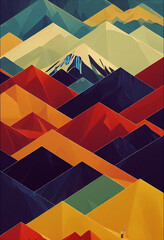 Colorful mountain high saturated background generative ai digital illustration