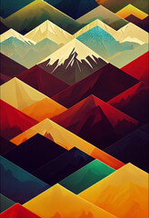 Colorful mountain high saturated background generative ai digital illustration