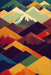 Colorful mountain high saturated background generative ai digital illustration