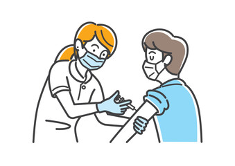 予防接種を受ける若い男性のイラスト素材