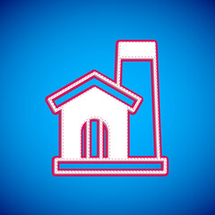 White Smithy workshop interior icon isolated on blue background. Vector