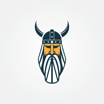 recommend clip art: Viking warrior helmet head logo design template vector illustration