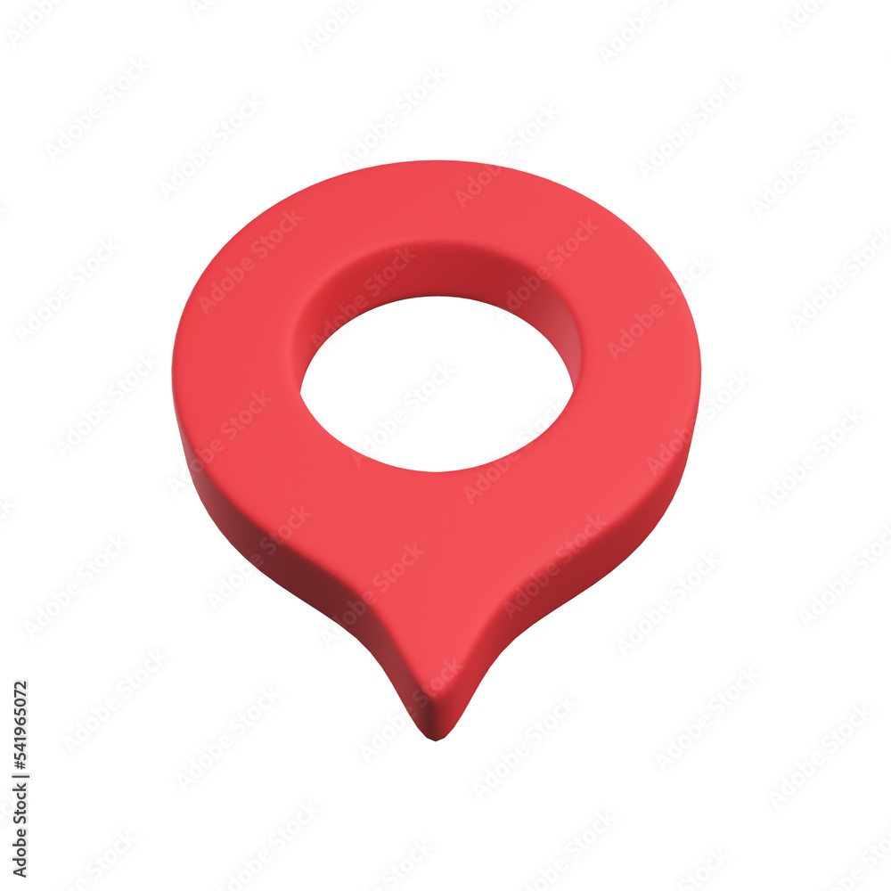 Wall mural Red pin for pointing the destination on the map. 3d illustration