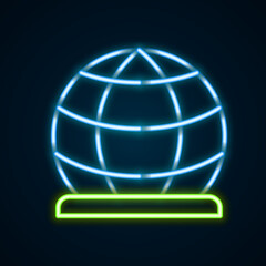 Glowing neon line Playground climbing equipment icon isolated on black background. Kid playground climb. Colorful outline concept. Vector