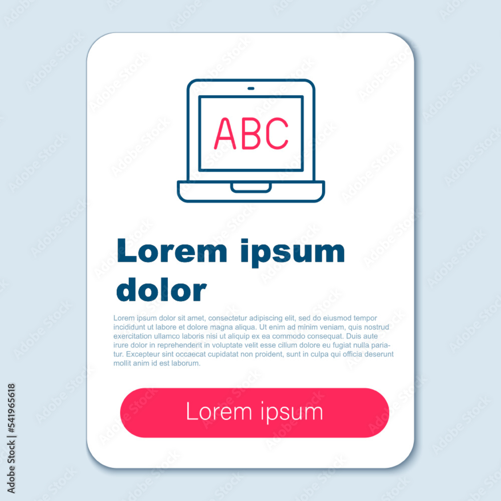 Poster Line Laptop icon isolated on grey background. Computer notebook with empty screen sign. Colorful outline concept. Vector