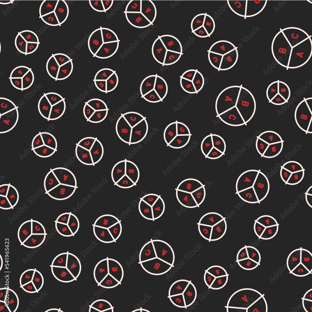Poster line pie chart infographic icon isolated seamless pattern on black background. diagram chart sign. v