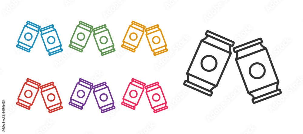 Poster set line beer can icon isolated on white background. set icons colorful. vector