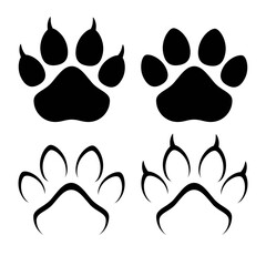 Silhouette of the paws of a dog, cat