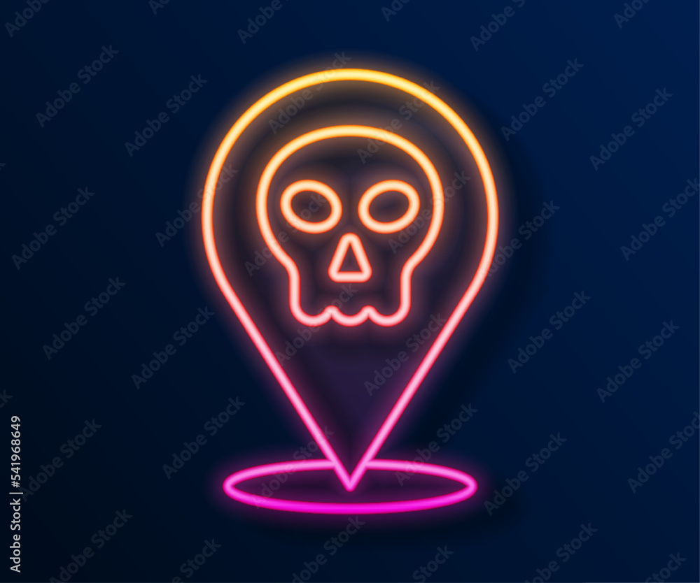 Poster glowing neon line skull icon isolated on black background. happy halloween party. vector