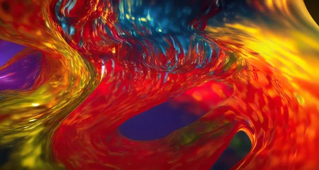 Crédence de cuisine en verre imprimé Mélange de couleurs Abstract colorful fluids