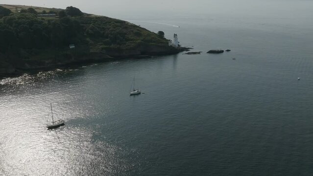 St Anthony Lighthouse Aerial View Falmouth Estuary Summer UK Sea Coastline Cornwall