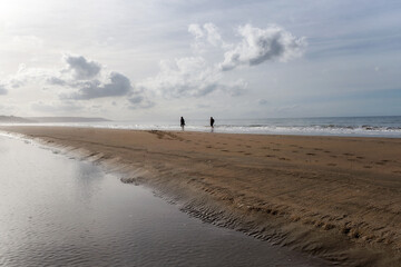 Fototapeta na wymiar Beach of Deauville in Normandy coast