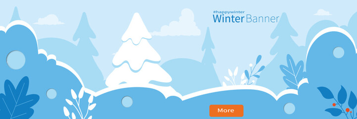 set of banner with winter landscape