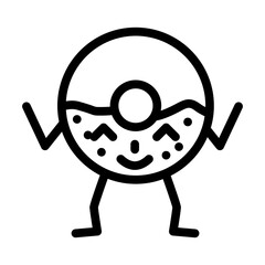 donut dessert character line icon vector. donut dessert character sign. isolated contour symbol black illustration