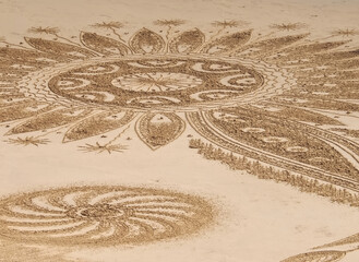 Beautiful beach mandala in Albufeira in Portugal Praia Maria Luisa