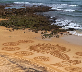 Beautiful beach mandala in Albufeira in Portugal Praia Maria Luisa