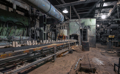 Conveyor leading to the furnace in an old abandoned factory