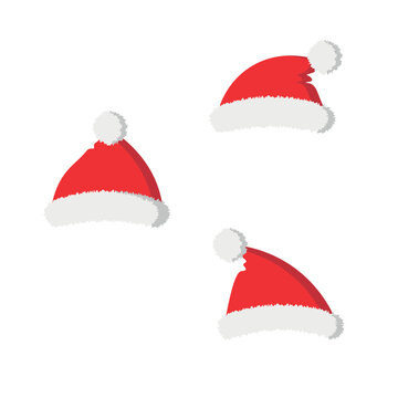 Vector illustration. Set of Christmas Santa hats.