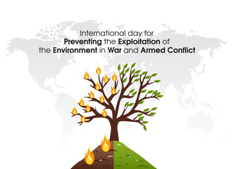 vector graphic of international day for preventing the exploitation of the environment in war and armed conflict celebration. flat design. flyer design.flat illustration.