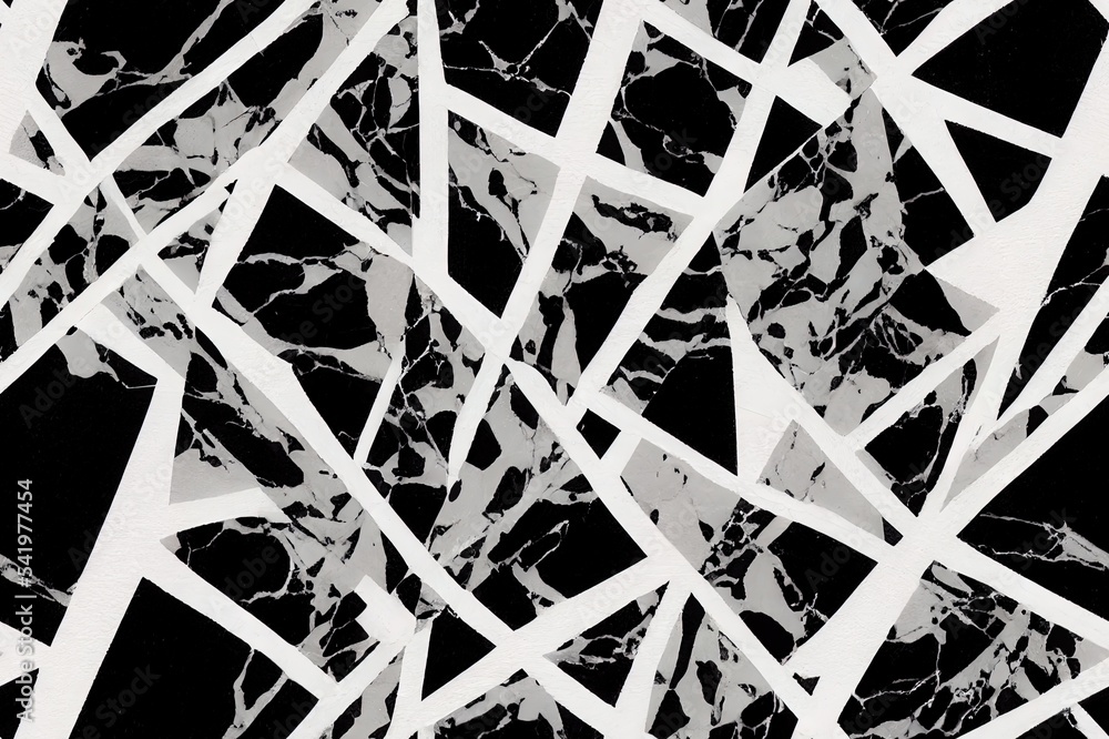 Poster black and white lines pattern with marble texture