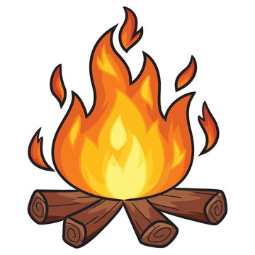 Illustration of cute cartoon of bonfire.