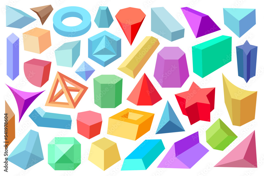 Poster 3d colorful geometric design elements, abstract modern shapes for your design projects.