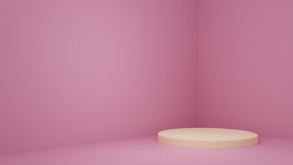 Naklejka na ściany i meble Product Stand in pink room ,Studio Scene For Product ,minimal design,3D rendering 