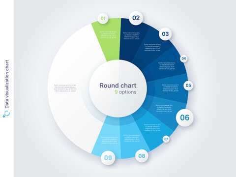 Vector Round Circle Infographic Chart Template Divided By Nine Parts