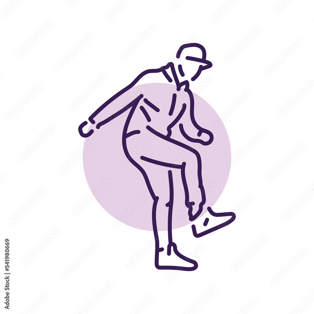 Poster man dancing dnb dance color line icon. pictogram for web page