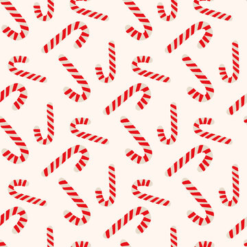 Candy Canes Seamless Pattern. Vector illustration.