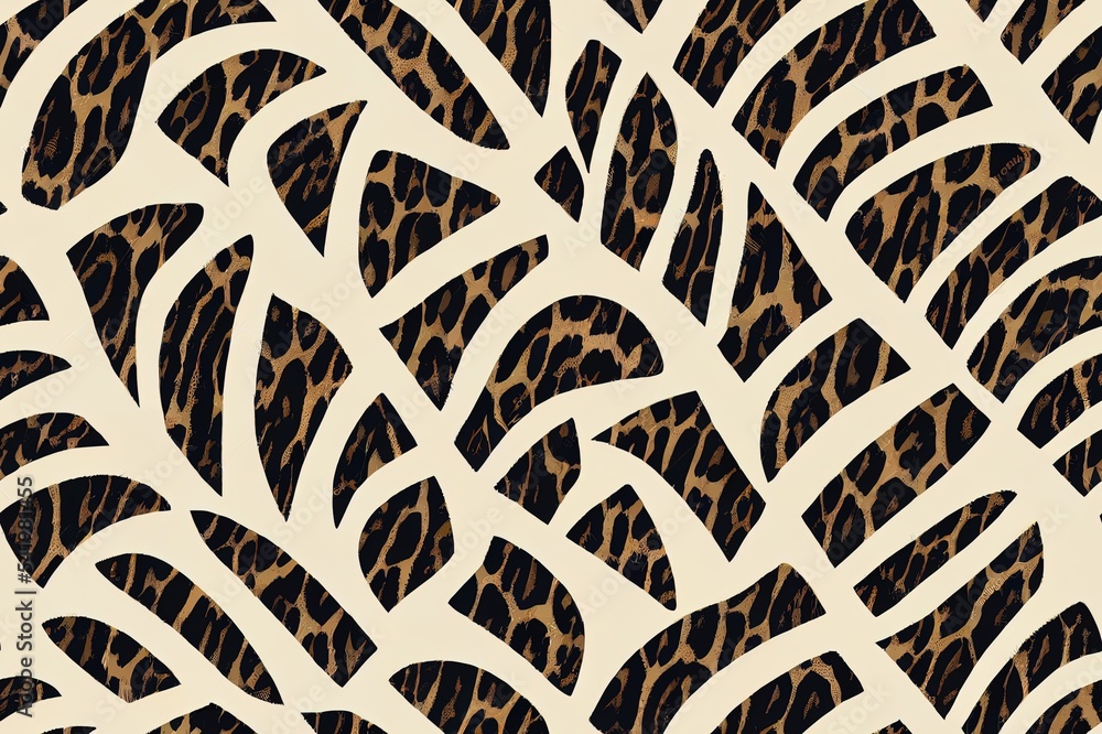 Poster leopard mixed with zebra animal skin abstract seamless pattern illustration. fabric motif texture re