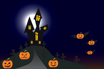 Happy Halloween banner template with halloween pumpkin and Halloween Elements, background. Website spooky,Background or banner Halloween template