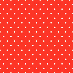 Christmas pattern. Xmas vector. New year seamless wrapping paper with white polka dot ornament. Holiday geometric background. Festive texture. Red textile print. Illustration