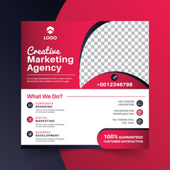 Digital marketing Agency social media post web banner with red shape